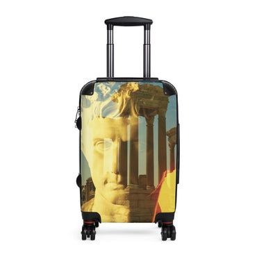 Augustus's Sun on Palmyra travel luggage by Storaro Art Collection - Emperor Augustus with Palmyra temple ruins in golden sun atmosphere on premium travel suitcase